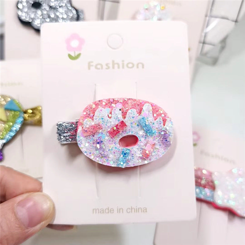 Glitter de brillo al por mayor niños Glitter Rainbow Hair clips